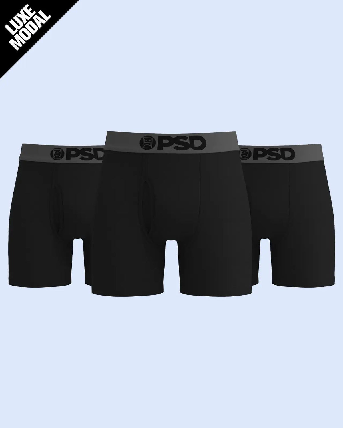 Men PSD Luxe Modal 3 Pack - Black Grey - Mid Length - Luxe Modal