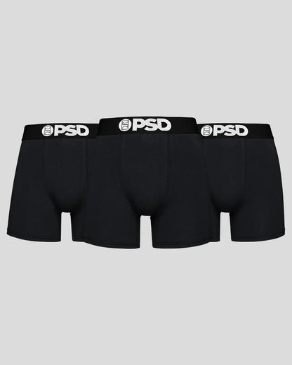 Men PSD Solids 3 Pack - Black - Mid Length - Cotton