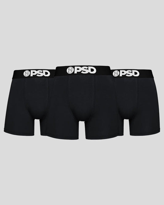 Men PSD Solids 3 Pack - Black - Mid Length - Cotton