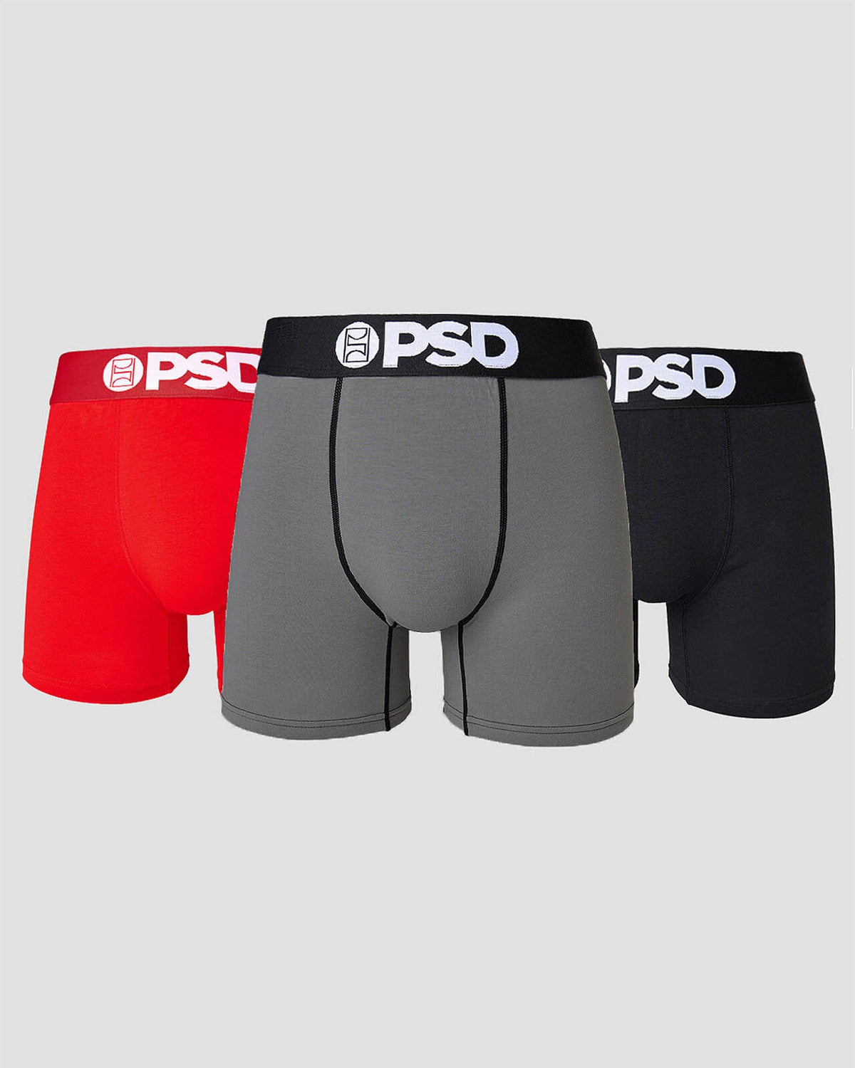 Men PSD Solids 3 Pack - Red/Grey/Black - Mid Length - Cotton
