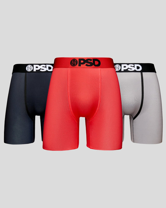 Men PSD CoolMesh 3 Pack - Red/Gray/Black - CoolMesh
