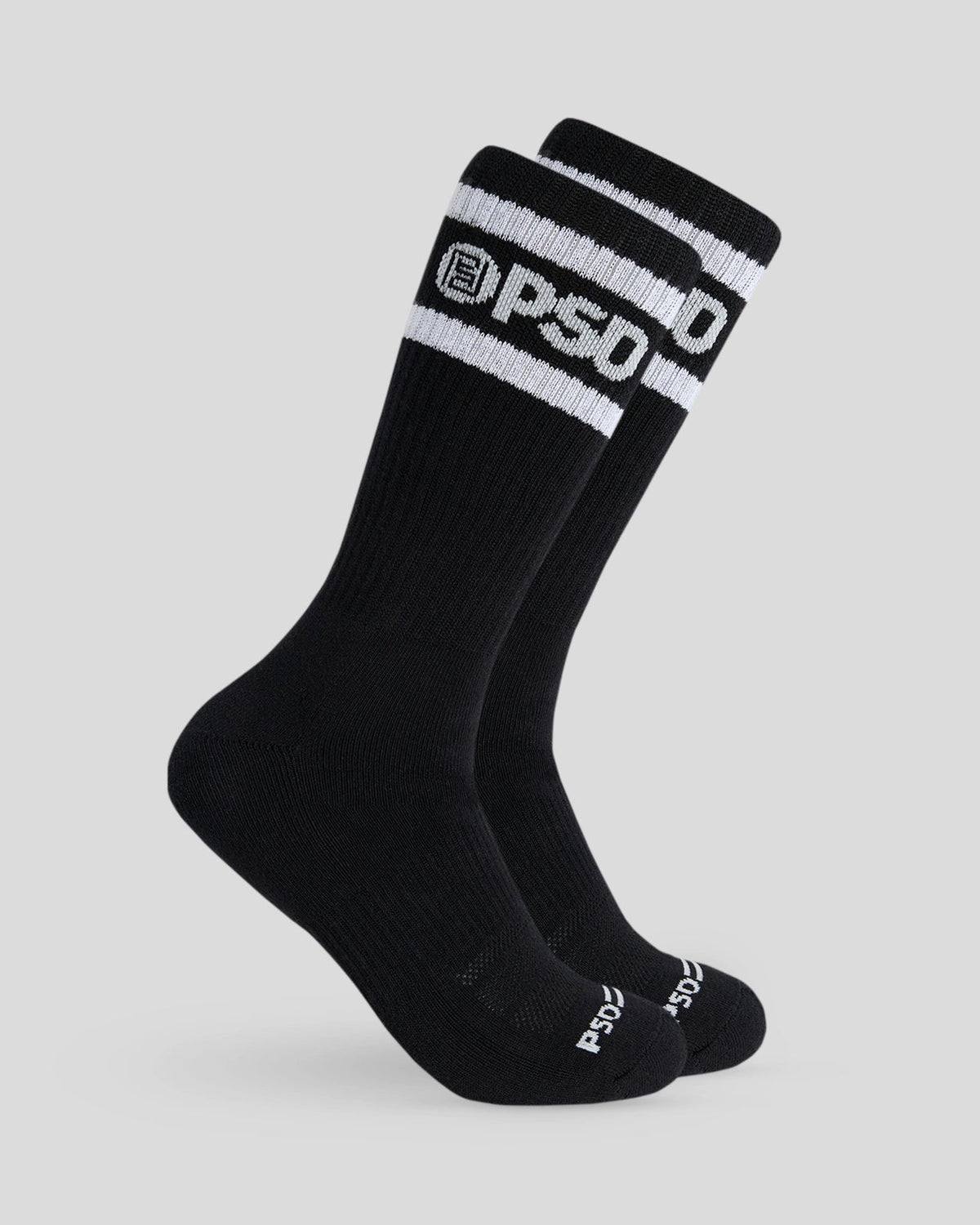 Men PSD 3 Pack - Logo Stripe Crew - Black - Crew Sock