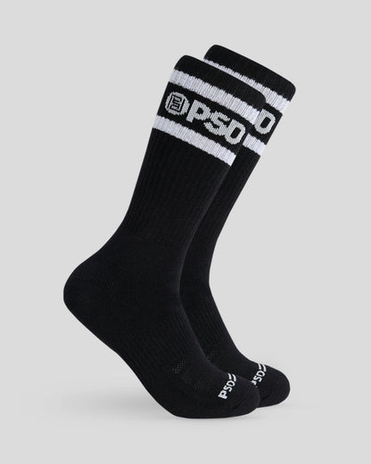Men PSD 3 Pack - Logo Stripe Crew - Black - Crew Sock