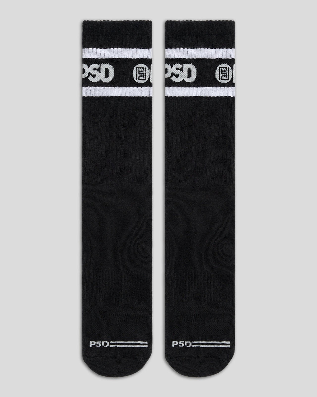Men PSD 3 Pack - Logo Stripe Crew - Black - Crew Sock