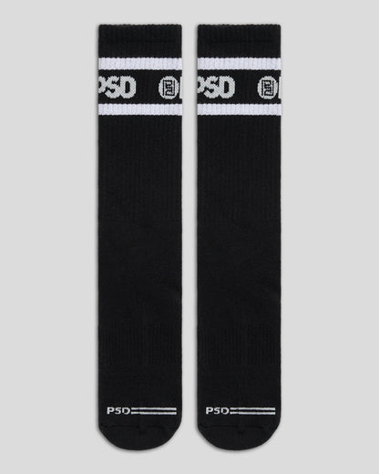 Men PSD 3 Pack - Logo Stripe Crew - Black - Crew Sock