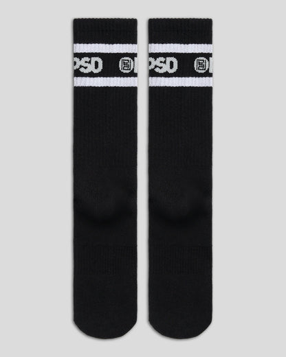 Men PSD 3 Pack - Logo Stripe Crew - Black - Crew Sock