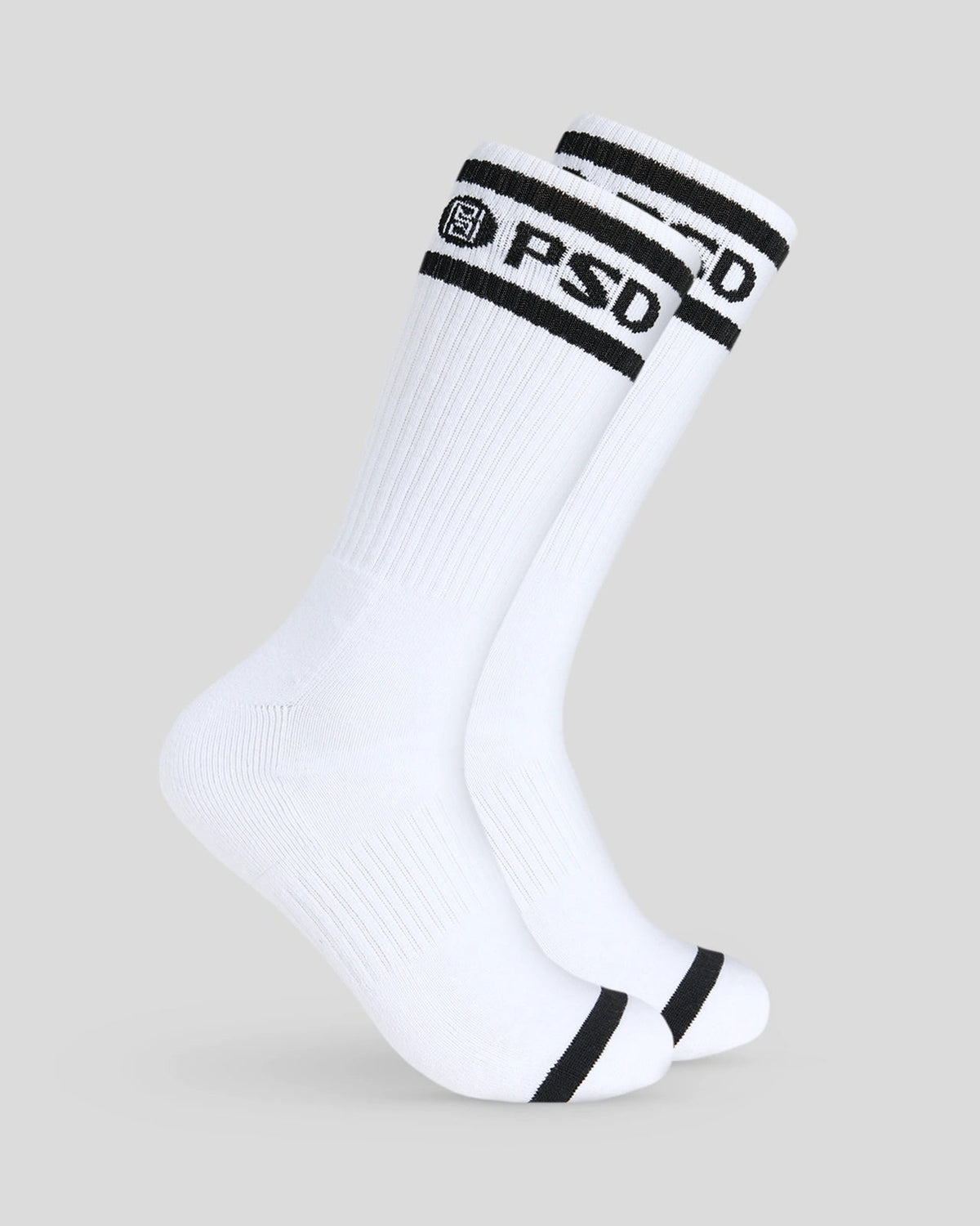 Men PSD 3 Pack - Logo Stripe Crew - White - Crew Sock