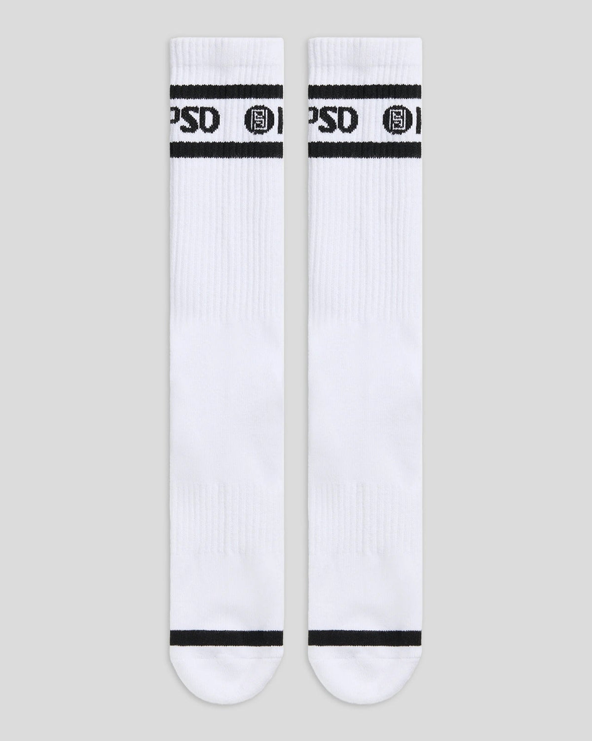Men PSD 3 Pack - Logo Stripe Crew - White - Crew Sock