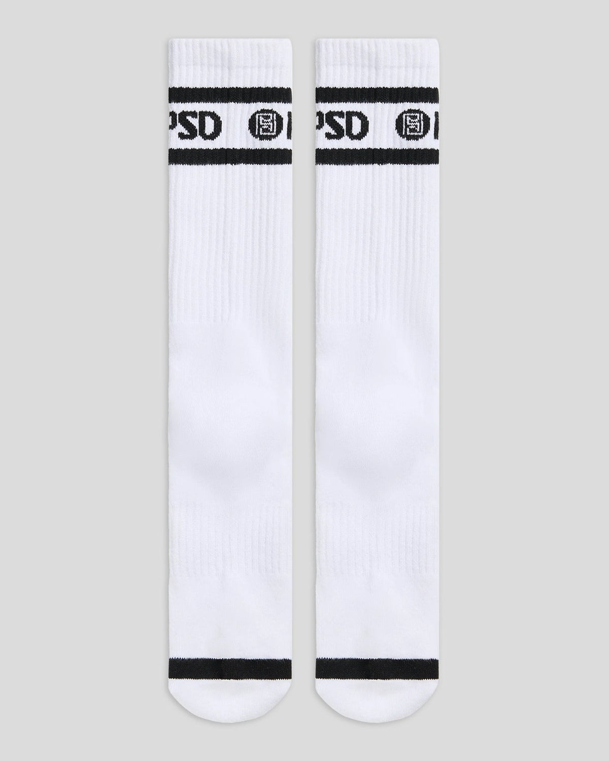 Men PSD 3 Pack - Logo Stripe Crew - White - Crew Sock