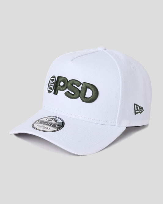 Men PSD New Era x PSD Logo Hat White/Green - ACCESSORIES