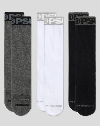 Men|Sale PSD 3 Pack - Band Crew - Grey/White/Black - Crew Sock