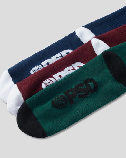 Men PSD 3 Pack - Logo Crew - Dark Tones - Crew Sock