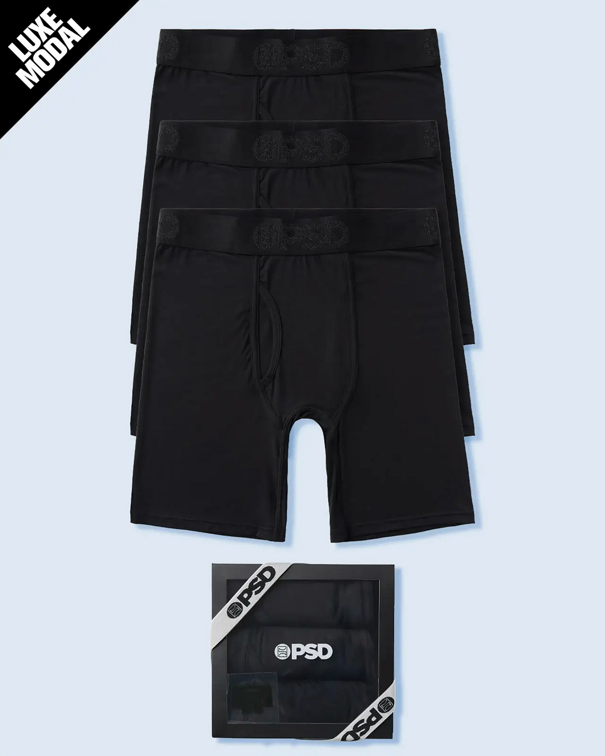 Men PSD Luxe Modal 3 Pack - Black - Standard Length - Luxe Modal