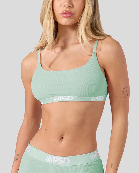 Women PSD Ribbed - Mint - Scoop Bralette - Ribbed