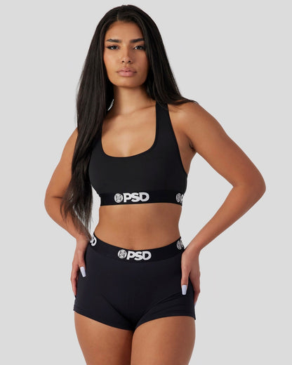Women PSD Solids - Black - Sports Bra