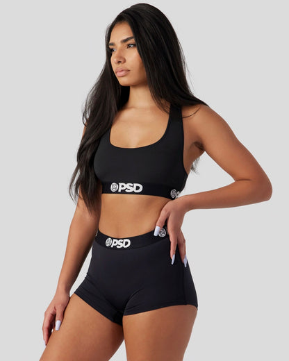 Women PSD Solids - Black - Sports Bra