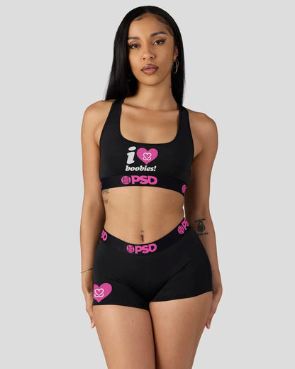 Women PSD Keep A Breast - I Heart Boobies - Boy Short