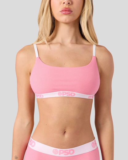 Women PSD Ribbed - Baby Pink - Scoop Bralette - Ribbed