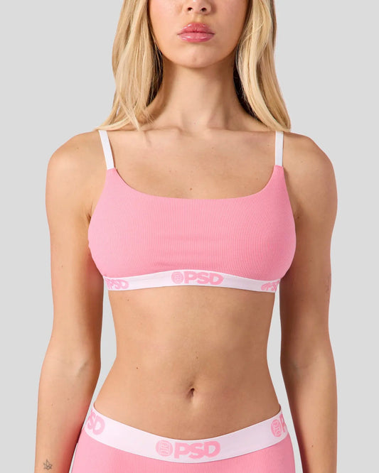 Women PSD Ribbed - Baby Pink - Scoop Bralette - Ribbed