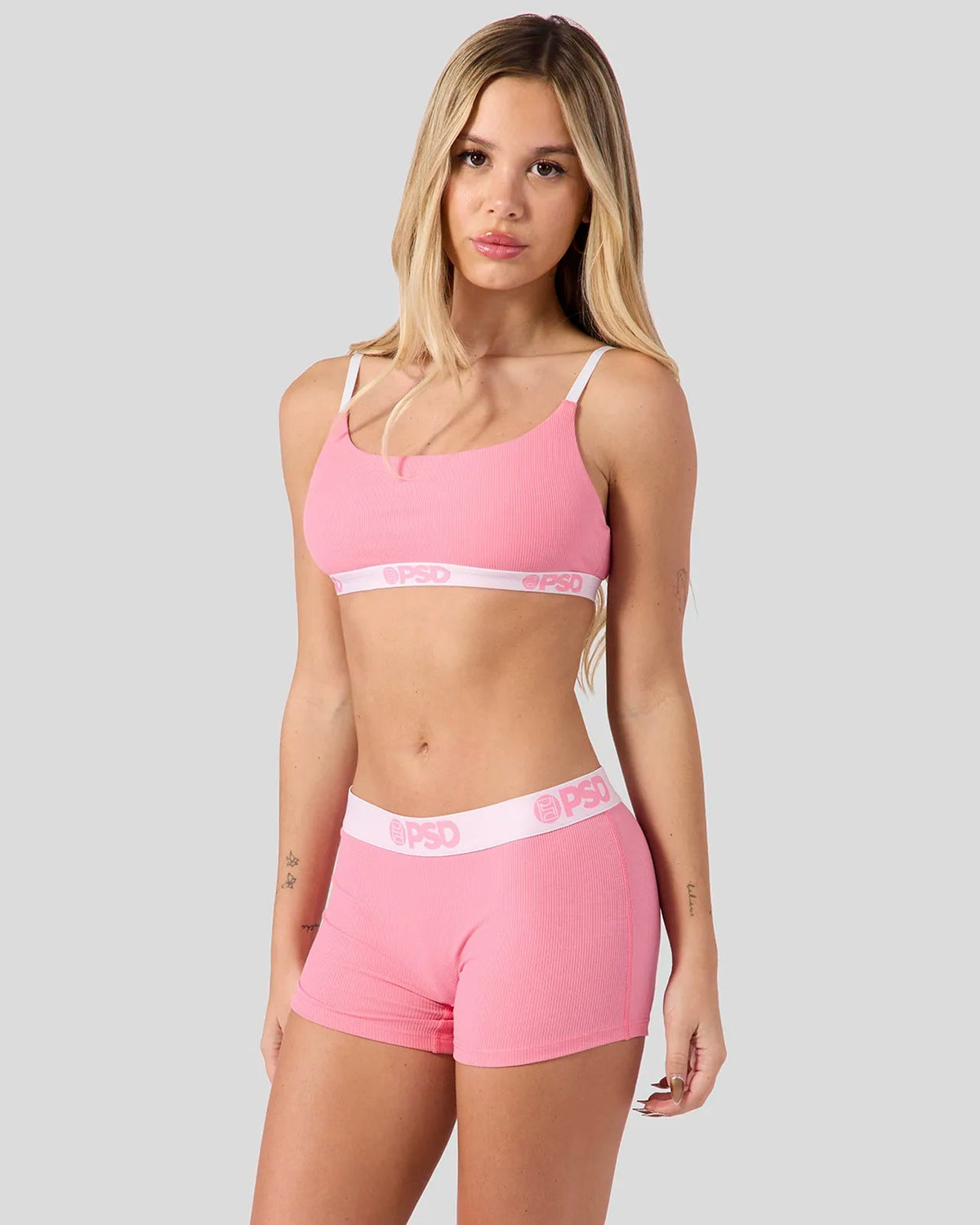 Women PSD Ribbed - Baby Pink - Scoop Bralette - Ribbed