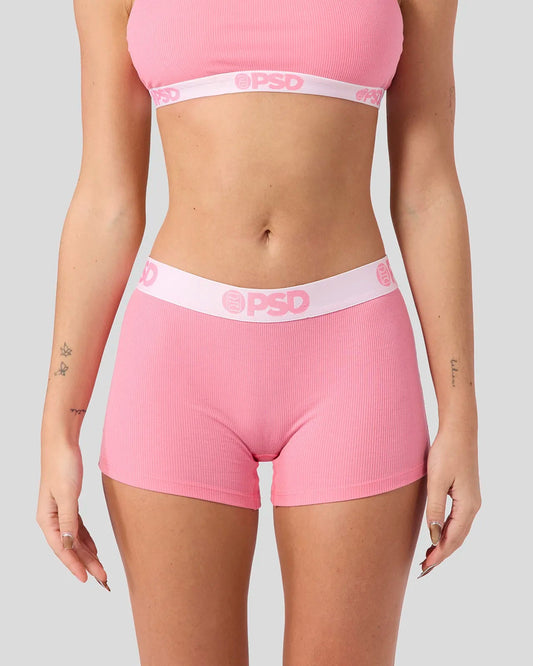 Women PSD Ribbed - Baby Pink - Boy Short - Ribbed