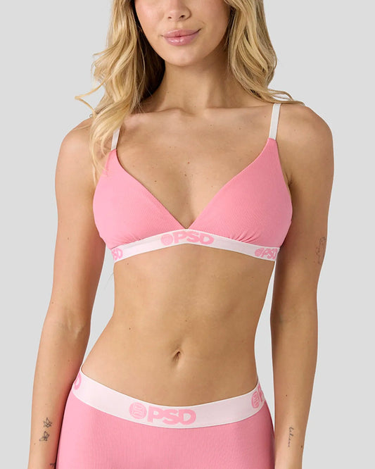 Women PSD Ribbed - Baby Pink - Triangle Bralette - Ribbed