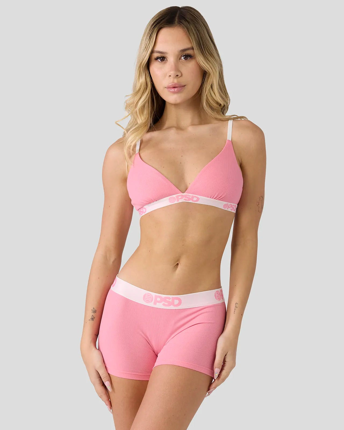 Women PSD Ribbed - Baby Pink - Triangle Bralette - Ribbed