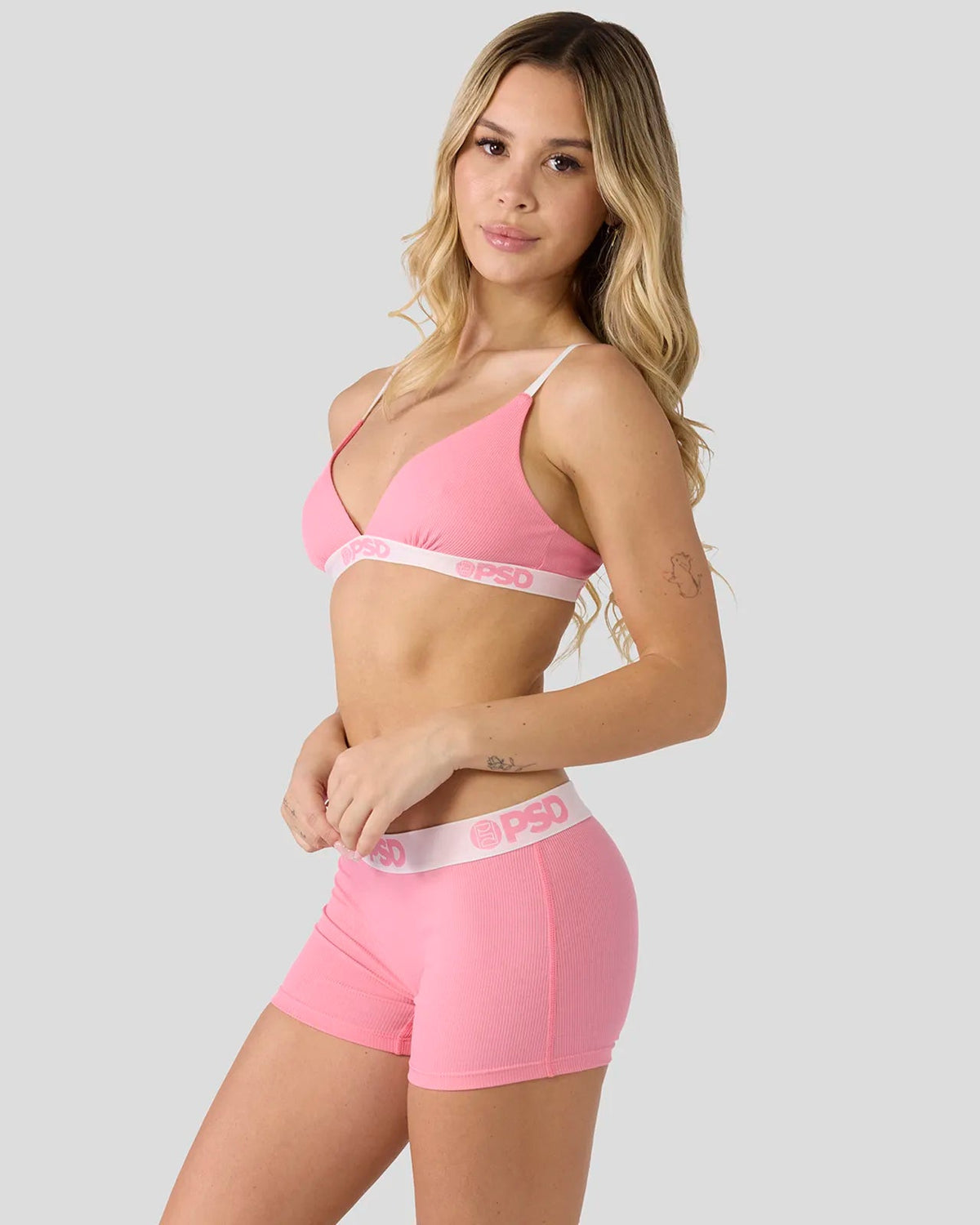 Women PSD Ribbed - Baby Pink - Triangle Bralette - Ribbed