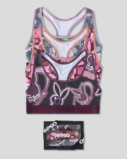 Women PSD 3 Pack - Playboy Tumble - Sports Bra