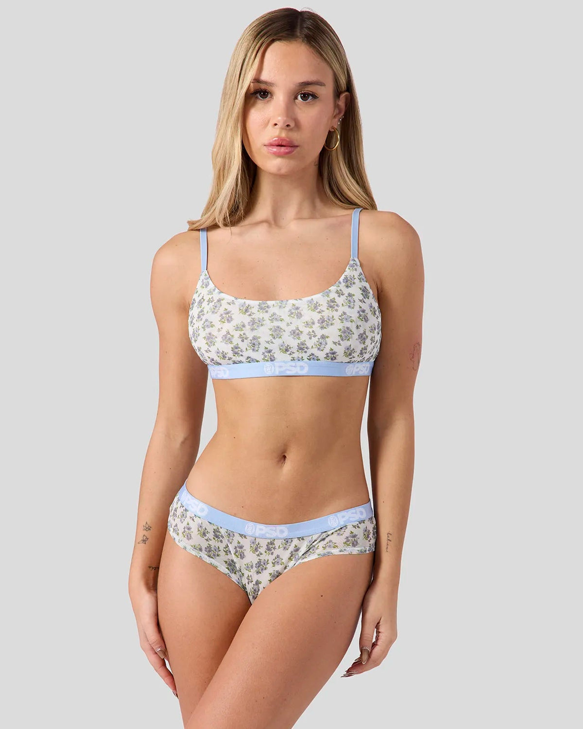 Women PSD Mesh - Sky Blossom - Scoop Bralette - Mesh
