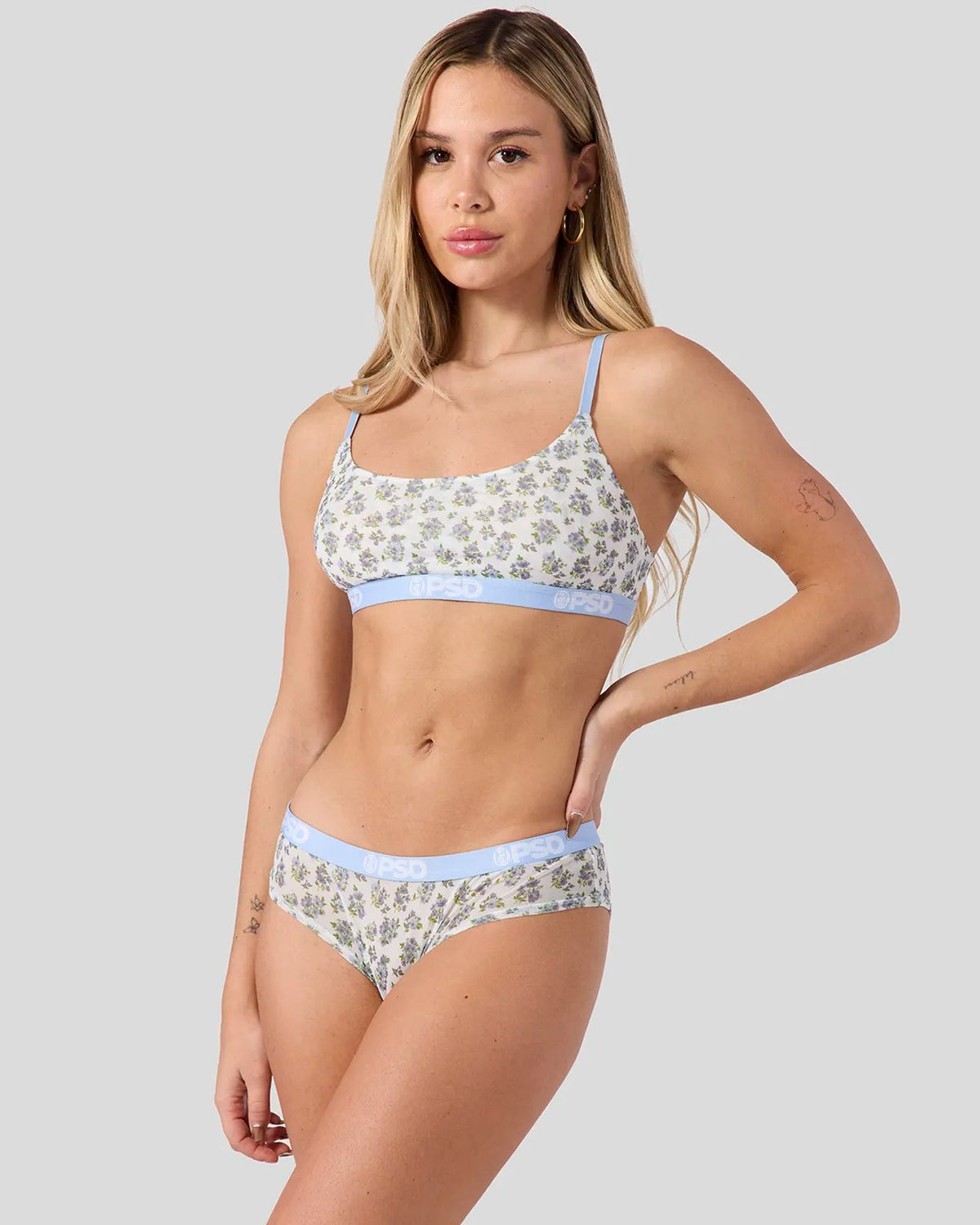 Women PSD Mesh - Sky Blossom - Scoop Bralette - Mesh