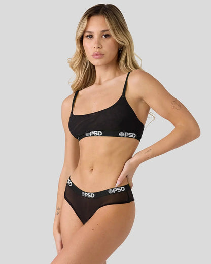 Women PSD Mesh - Black Tonal - Scoop Bralette - Mesh