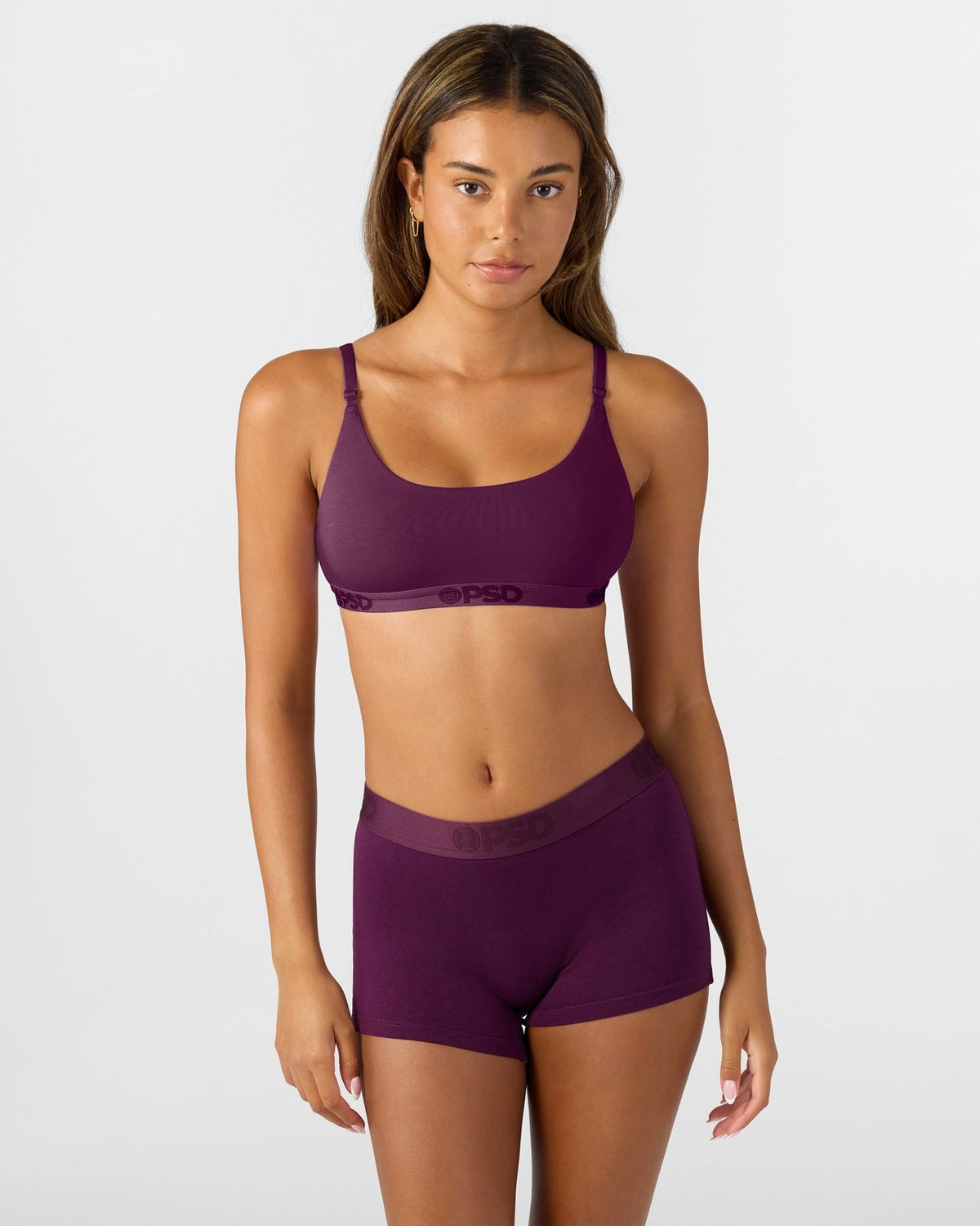 Sale PSD Modal Solids - Plum - Scoop Bralette - Modal