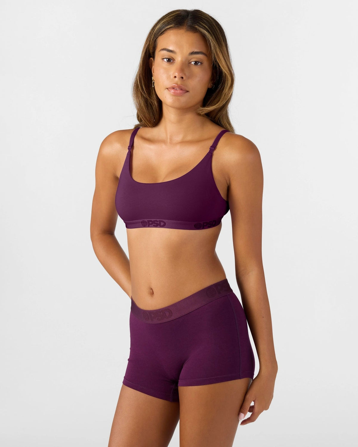 Sale PSD Modal Solids - Plum - Scoop Bralette - Modal