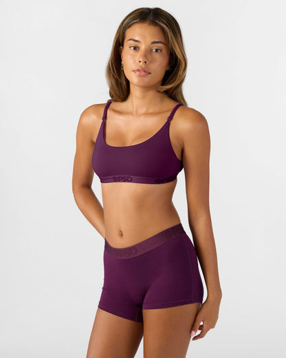 Sale PSD Modal Solids - Plum - Scoop Bralette - Modal