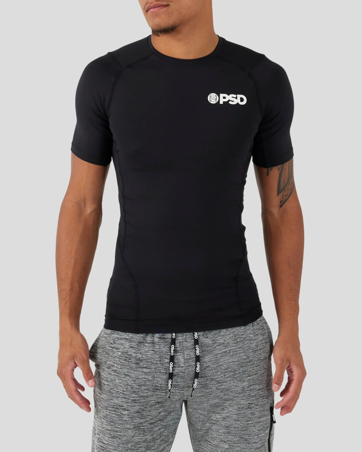 Men PSD Compression Tee Short Sleeve - Black - Compression Tee
