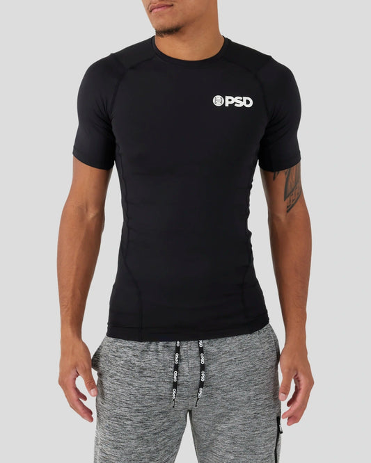 Men PSD Compression Tee Short Sleeve - Black - Compression Tee