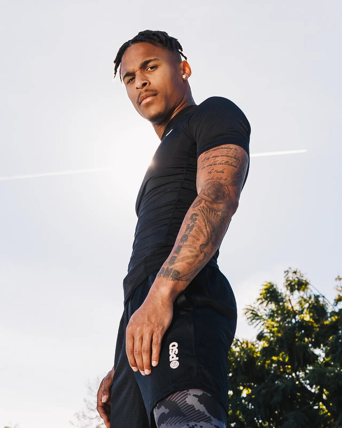 Men PSD Compression Tee Short Sleeve - Black - Compression Tee