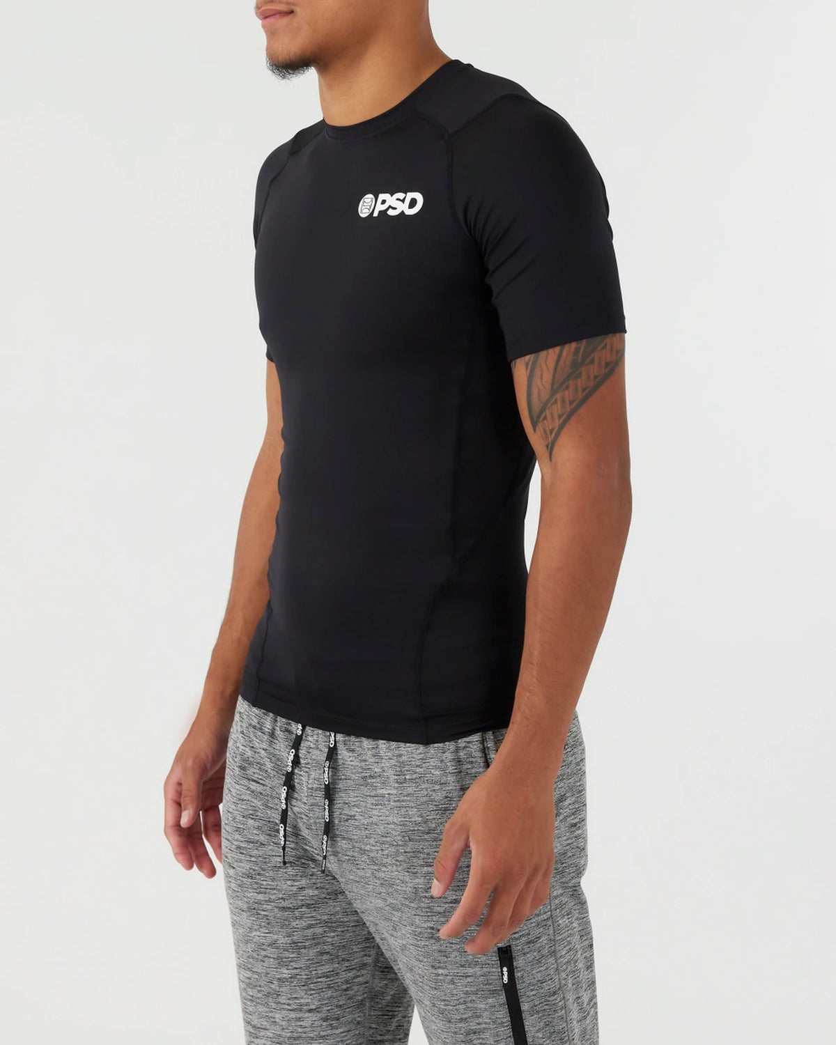 Men PSD Compression Tee Short Sleeve - Black - Compression Tee