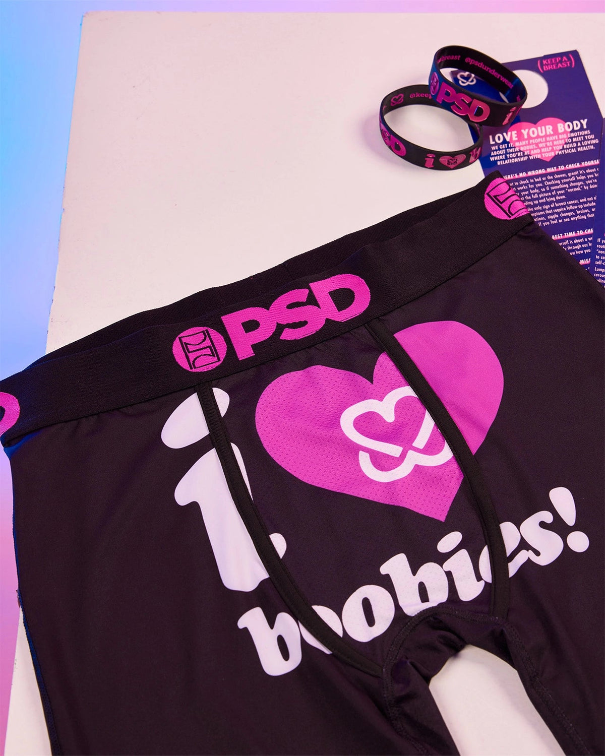 Men PSD Keep a Breast - I Heart Boobies - Standard Length