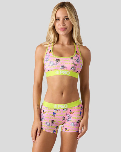 Women PSD Looney Tunes - Stacked - Sports Bra