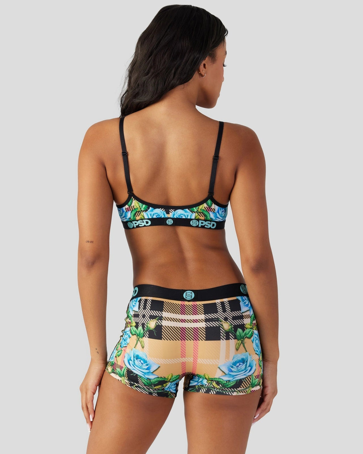 Sale PSD Tartan Floral - V-Neck Bralette