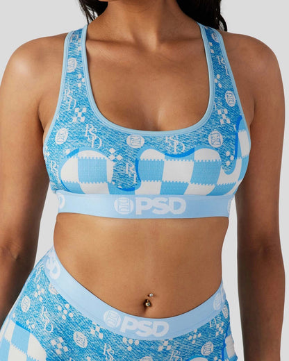 Sale PSD Blue Denim Drip - Sports Bra